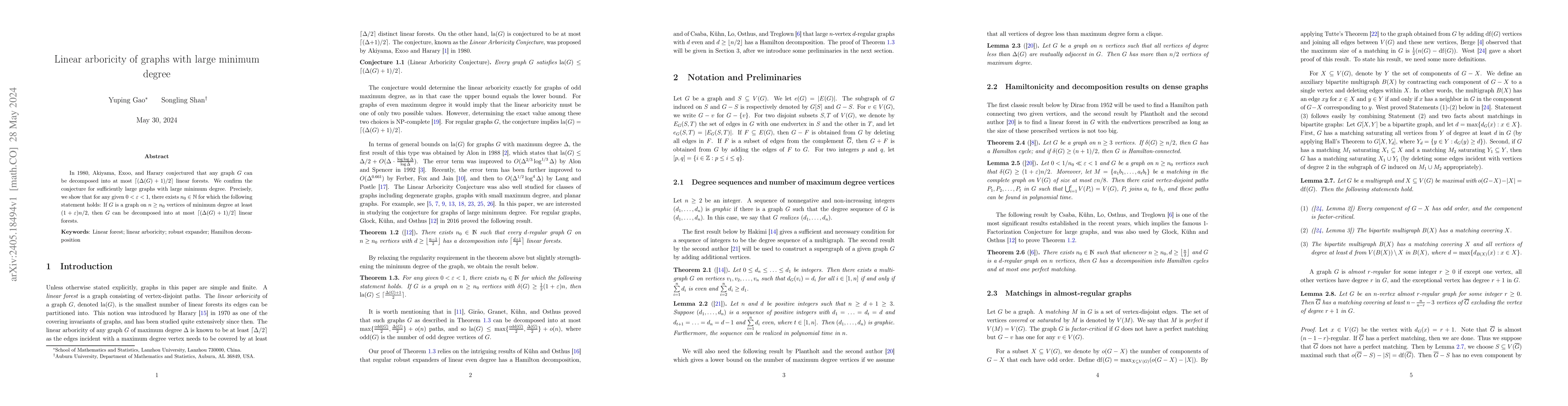 Thumbnail for Linear arboricity of graphs with large minimum degree