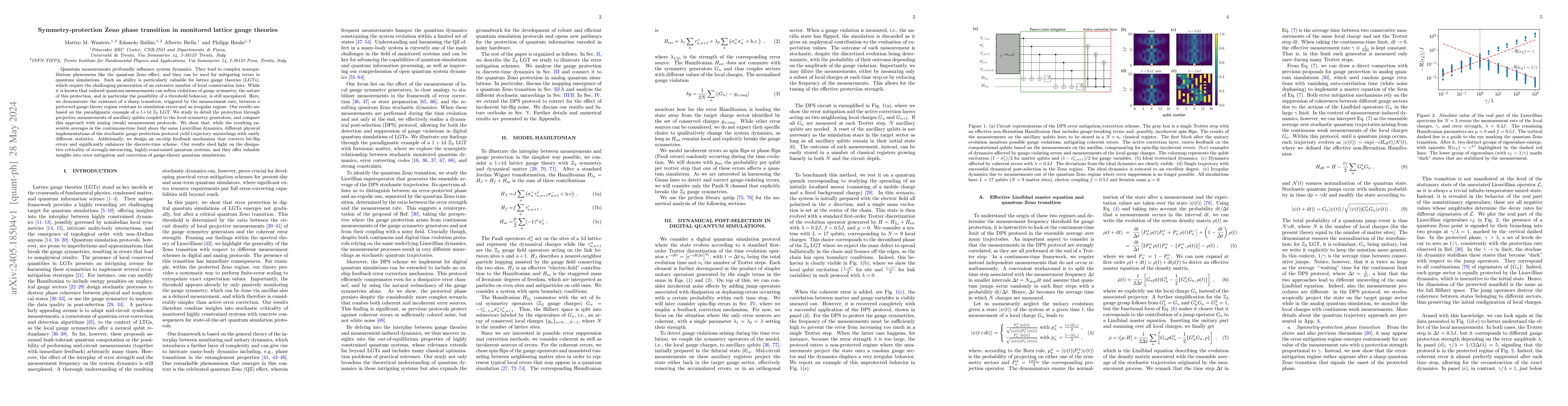 Thumbnail for Symmetry-protection Zeno phase transition in monitored lattice gauge
  theories