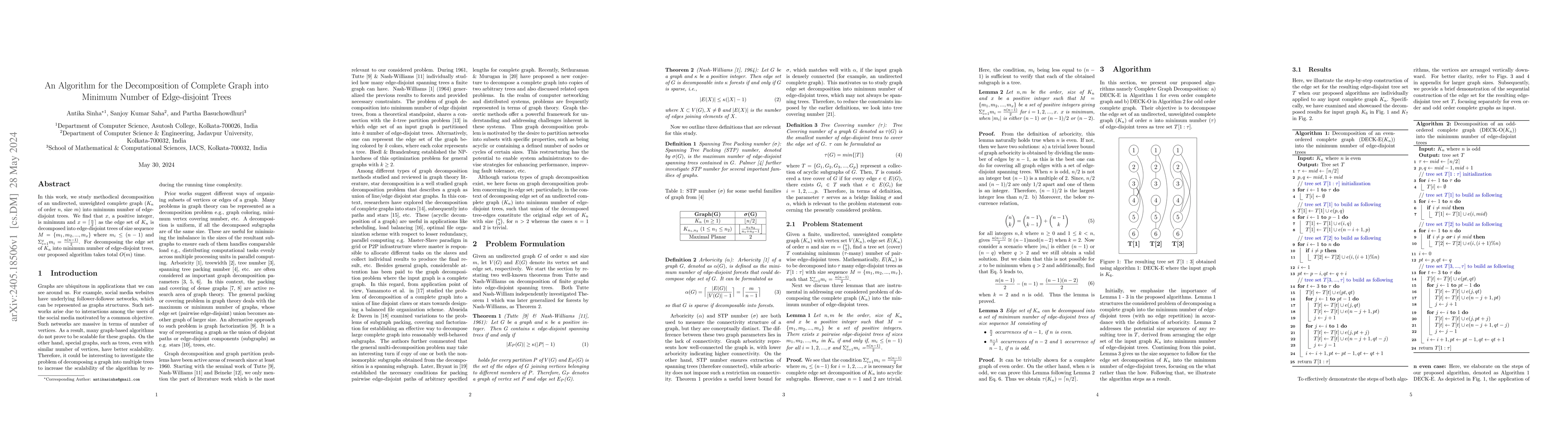 Thumbnail for An Algorithm for the Decomposition of Complete Graph into Minimum Number
  of Edge-disjoint Trees