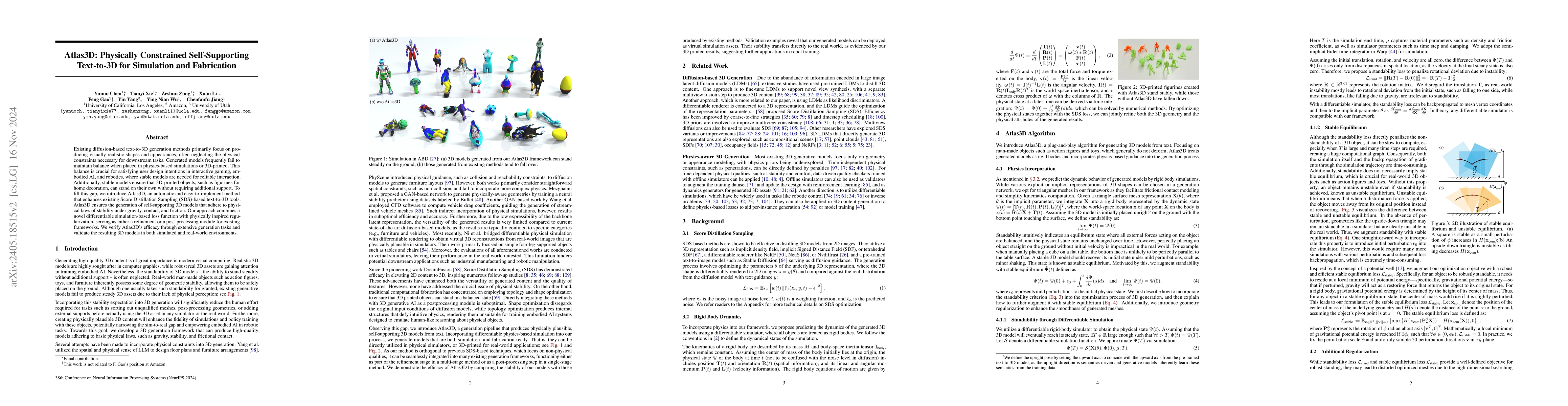 Thumbnail for Atlas3D: Physically Constrained Self-Supporting Text-to-3D for
  Simulation and Fabrication