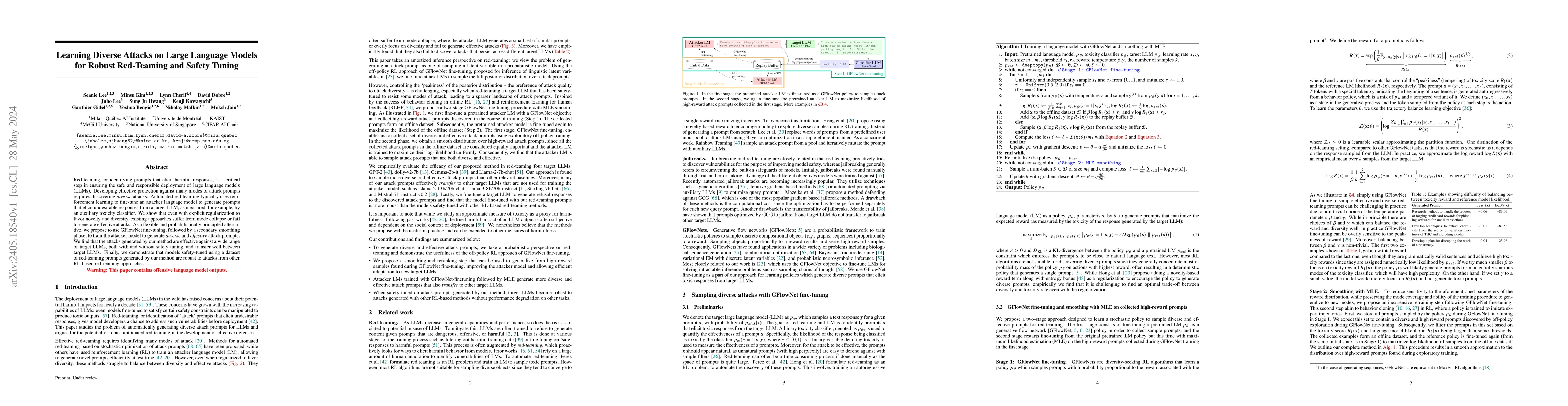 Thumbnail for Learning diverse attacks on large language models for robust red-teaming
  and safety tuning