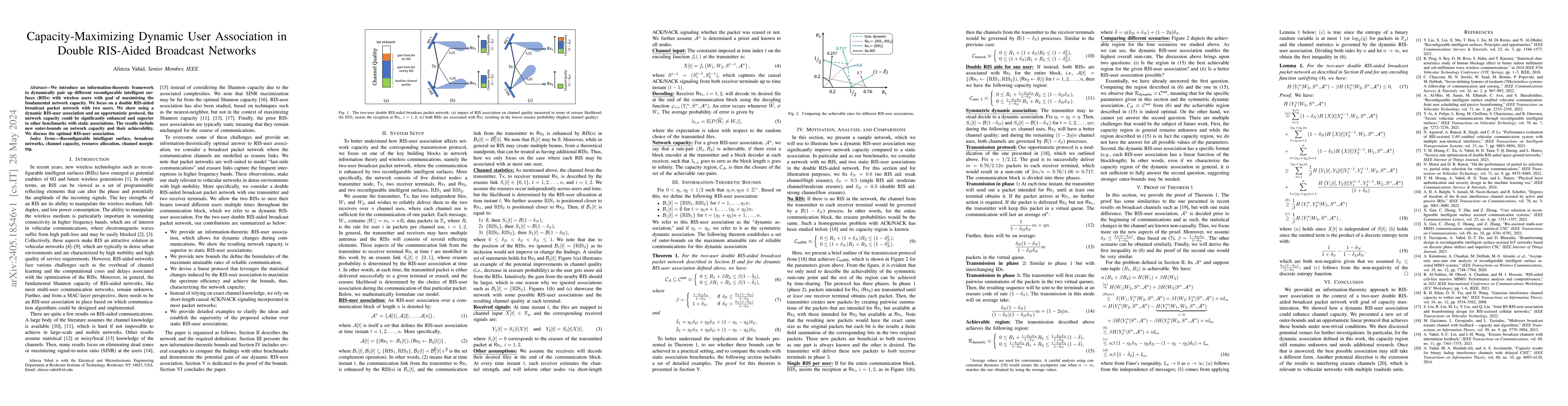 Thumbnail for Capacity-Maximizing Dynamic User Association in Double RIS-Aided
  Broadcast Networks