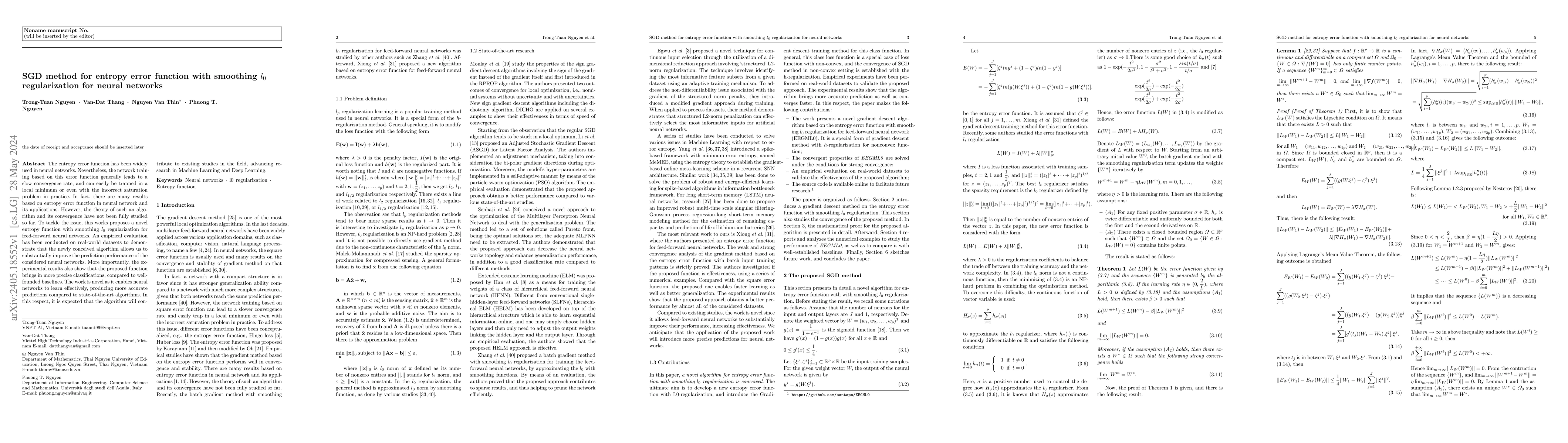 Thumbnail for SGD method for entropy error function with smoothing l0 regularization
  for neural networks