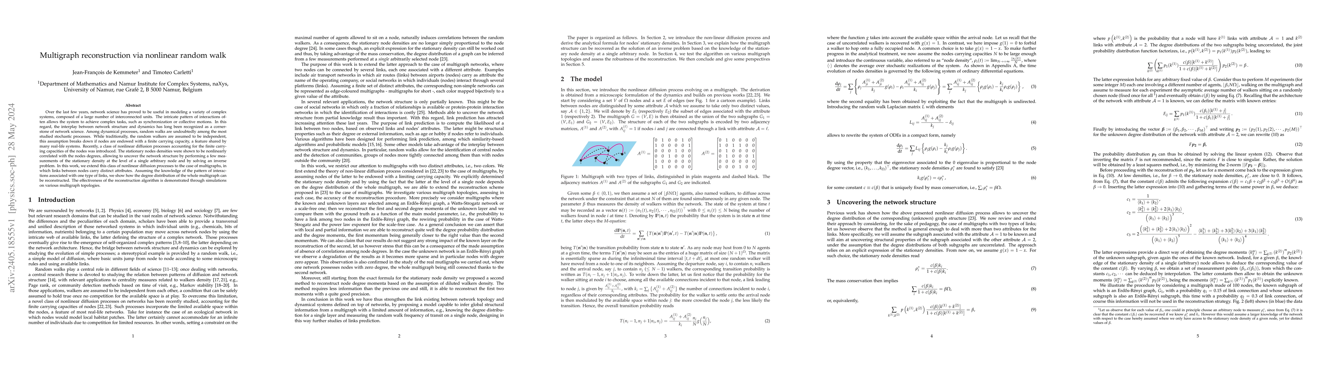 Thumbnail for Multigraph reconstruction via nonlinear random walk