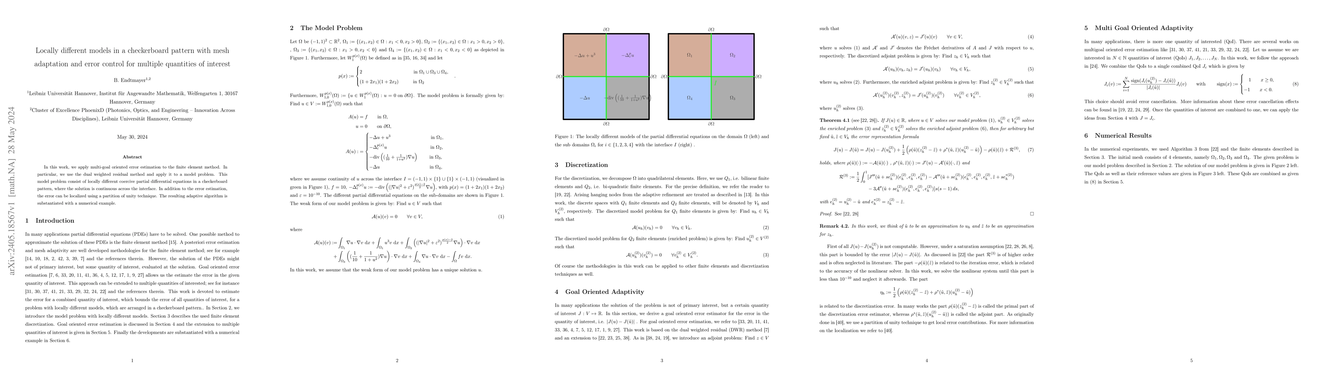 Thumbnail for Locally different models in a checkerboard pattern with mesh adaptation
  and error control for multiple quantities of interest