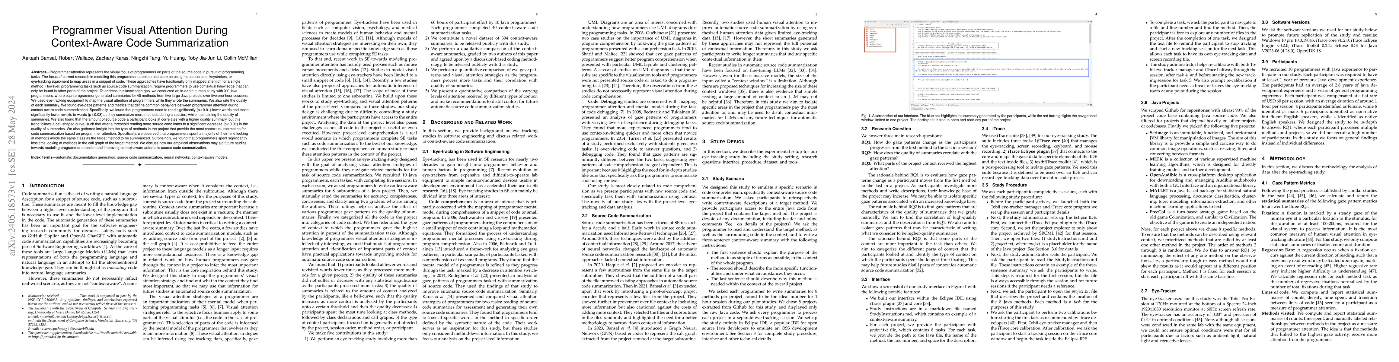 Thumbnail for Programmer Visual Attention During Context-Aware Code Summarization