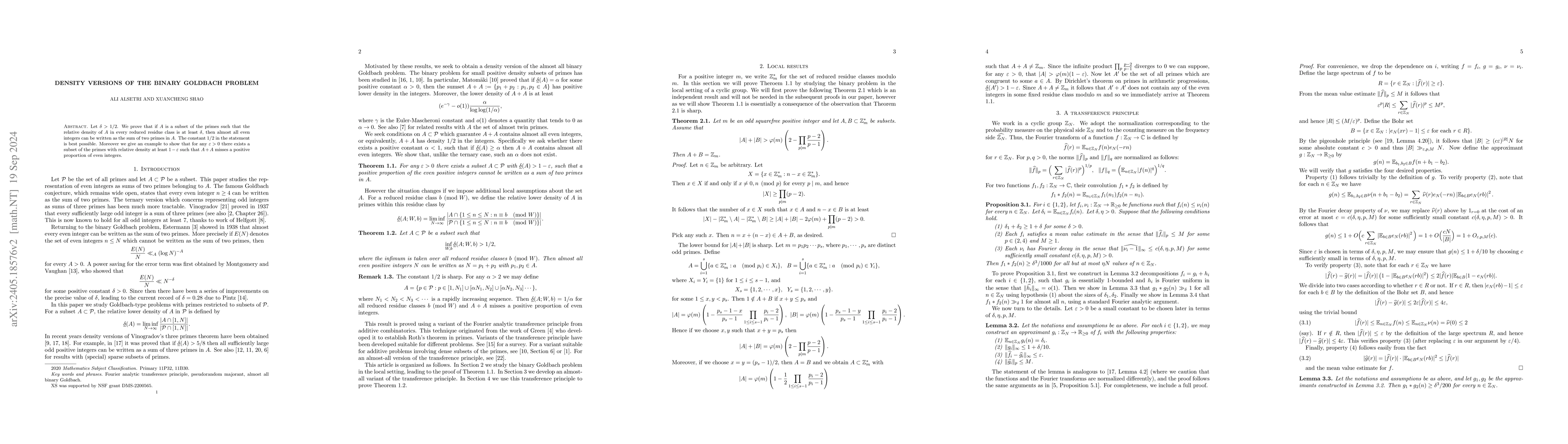 Thumbnail for Density versions of the binary Goldbach problem