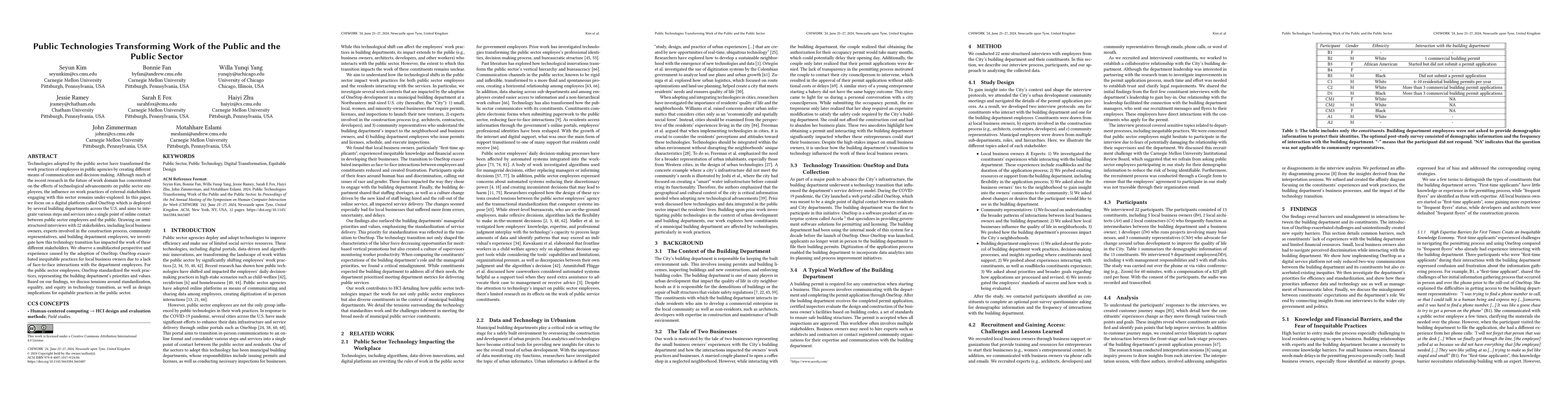 Thumbnail for Public Technologies Transforming Work of the Public and the Public
  Sector