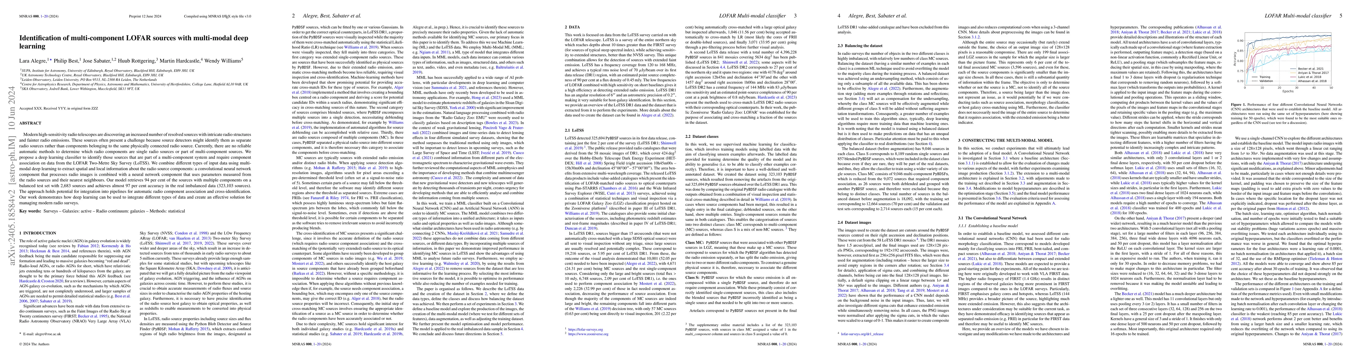 Thumbnail for Identification of multi-component LOFAR sources with multi-modal deep
  learning