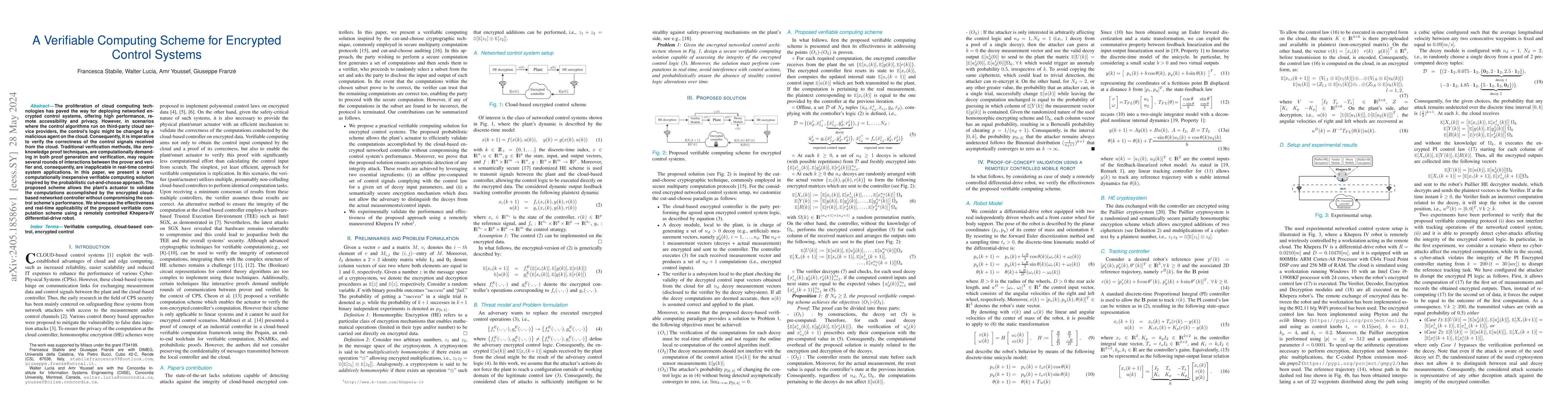 Thumbnail for A Verifiable Computing Scheme for Encrypted Control Systems