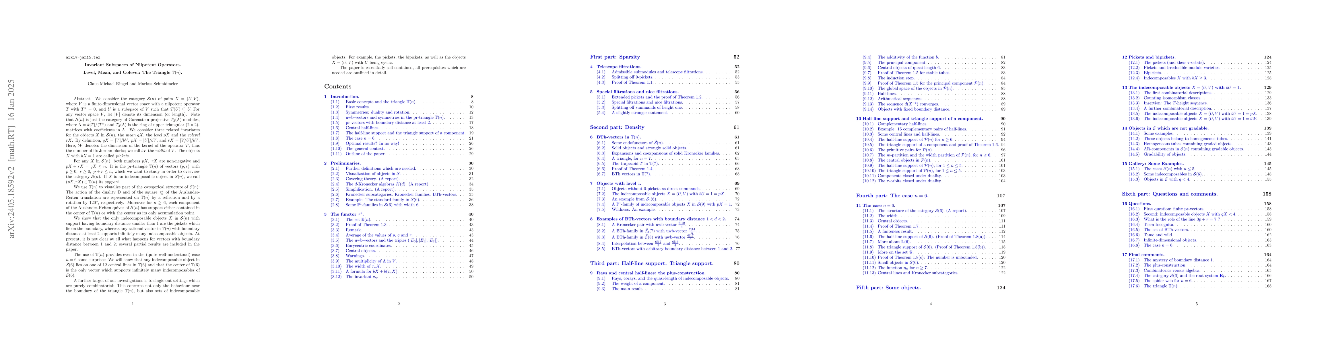Thumbnail for Invariant Subspaces of Nilpotent Operators. Level, Mean, and Colevel:
  The Triangle $\Bbb T(n)$