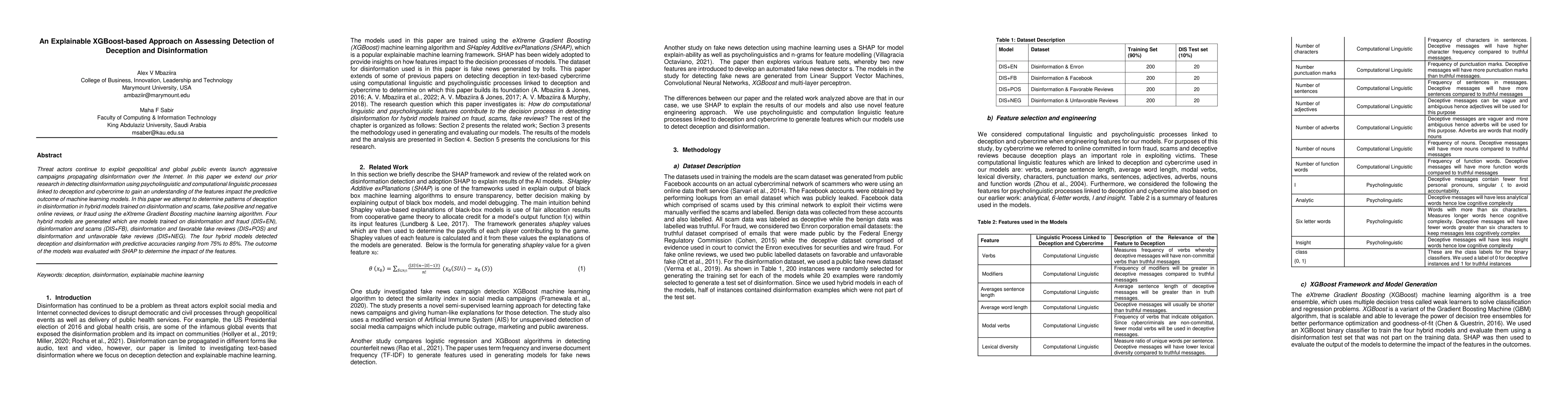 Thumbnail for An Explainable XGBoost-based Approach on Assessing Detection of
  Deception and Disinformation