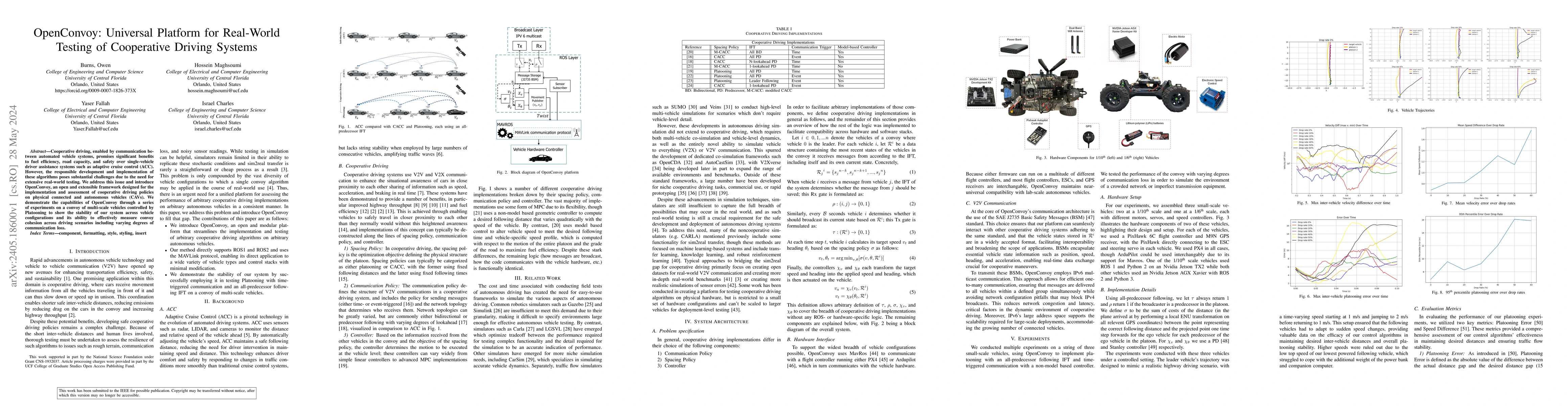 Thumbnail for OpenConvoy: Universal Platform for Real-World Testing of Cooperative
  Driving Systems