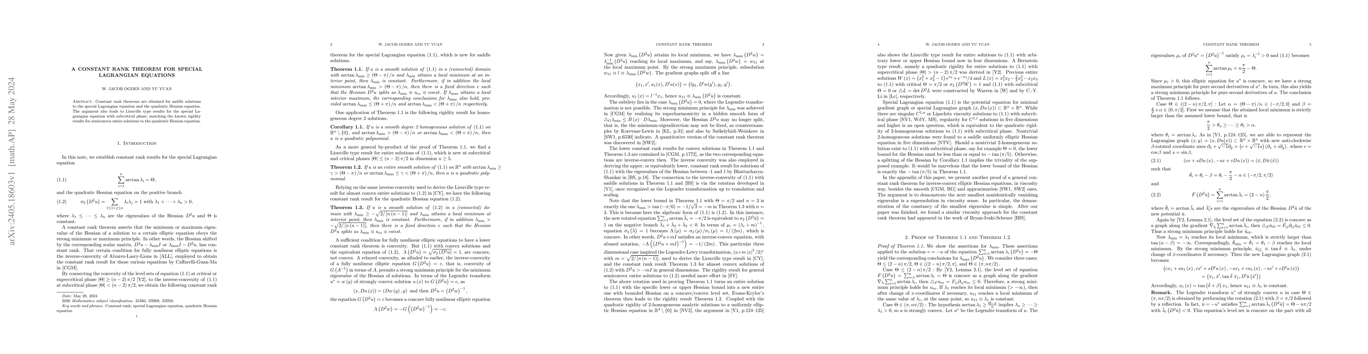 Thumbnail for A constant rank theorem for special Lagrangian equations