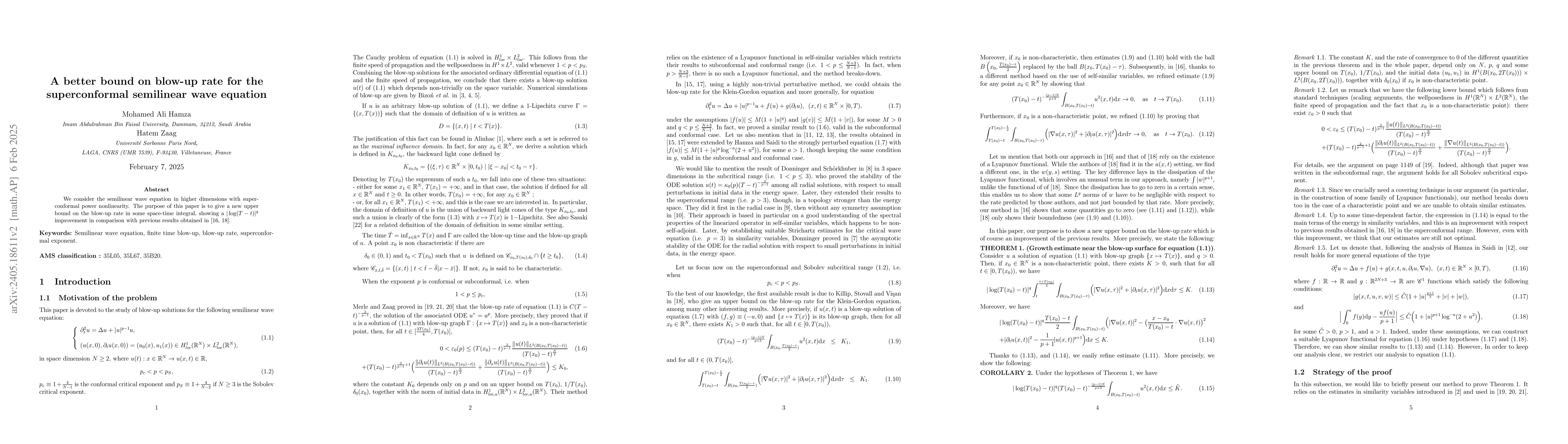 Thumbnail for A better bound on blow-up rate for the superconformal semilinear wave
  equation