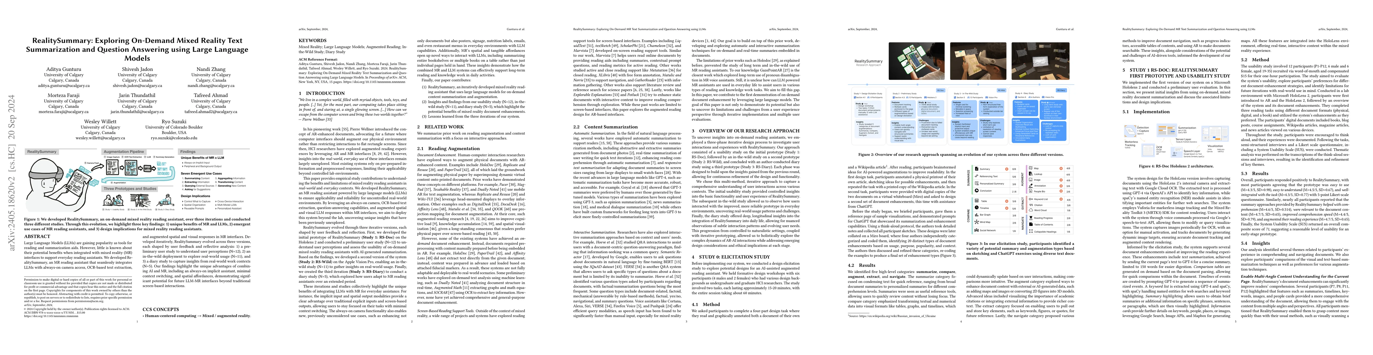 Thumbnail for RealitySummary: On-Demand Mixed Reality Document Enhancement using Large
  Language Models