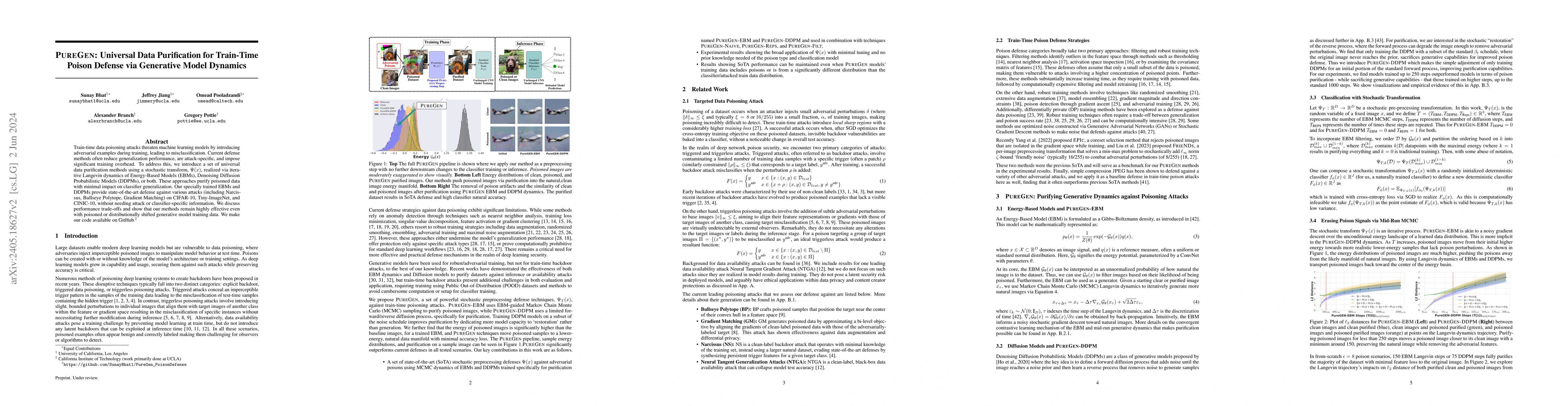 Thumbnail for PureGen: Universal Data Purification for Train-Time Poison Defense via
  Generative Model Dynamics