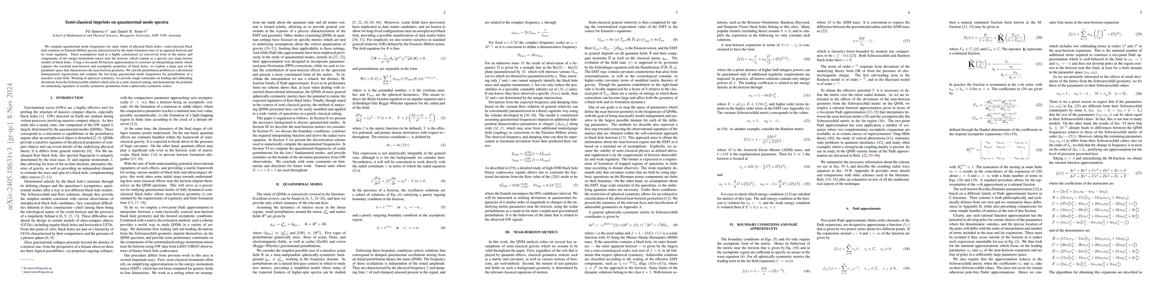 Thumbnail for Semi-classical imprints on quasinormal mode spectra