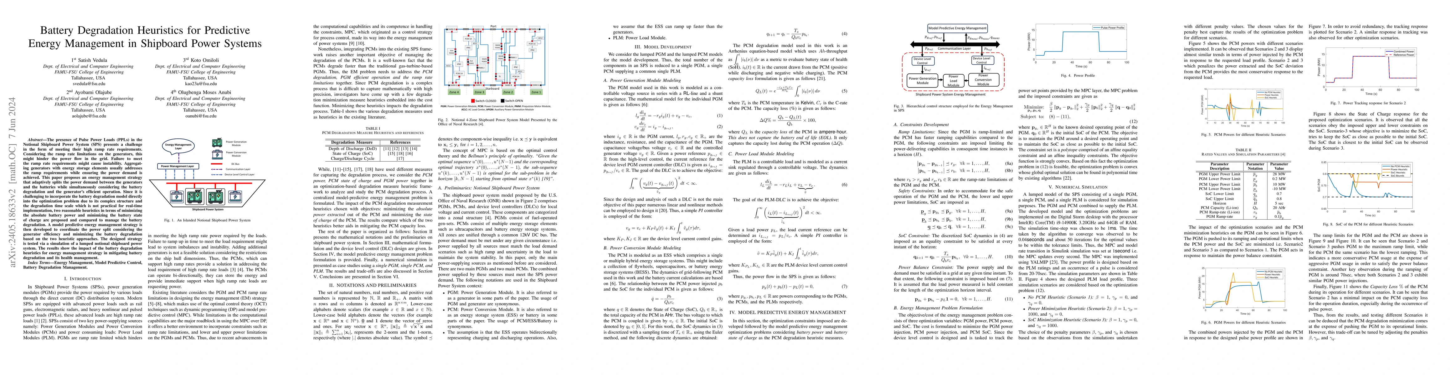 Thumbnail for Battery Degradation Heuristics for Predictive Energy Management in
  Shipboard Power Systems