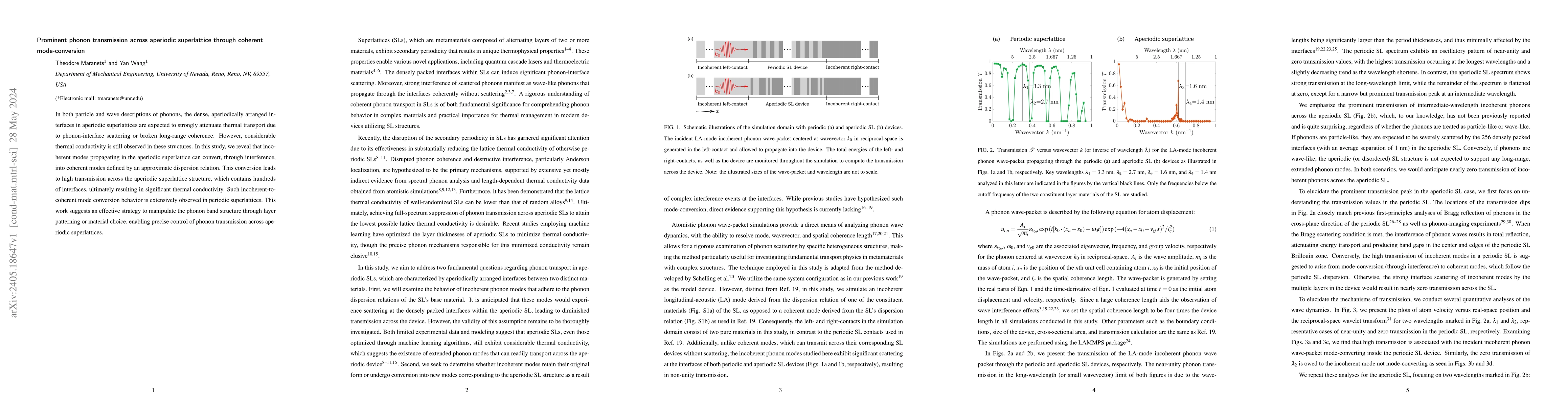 Thumbnail for Prominent phonon transmission across aperiodic superlattice through
  coherent mode-conversion