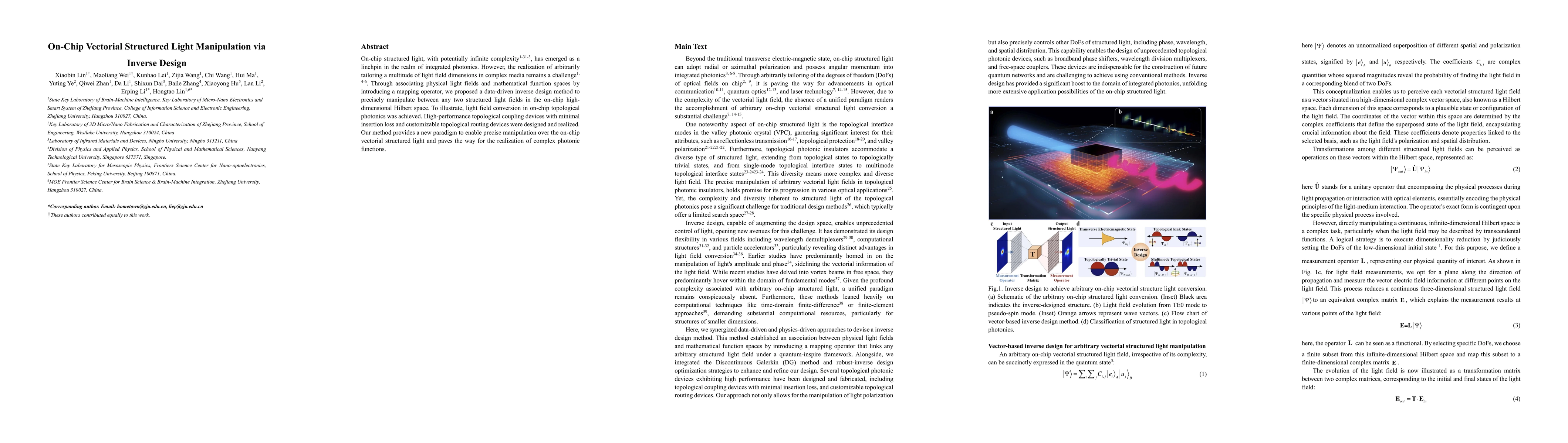Thumbnail for On-Chip Vectorial Structured Light Manipulation via Inverse Design