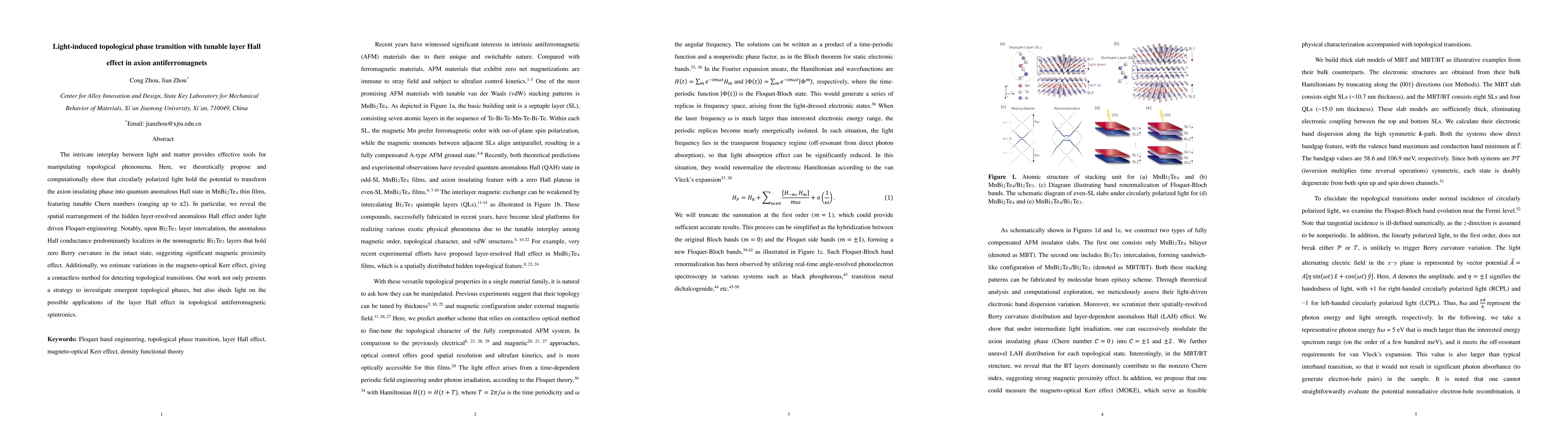 Thumbnail for Light-induced topological phase transition with tunable layer Hall
  effect in axion antiferromagnets