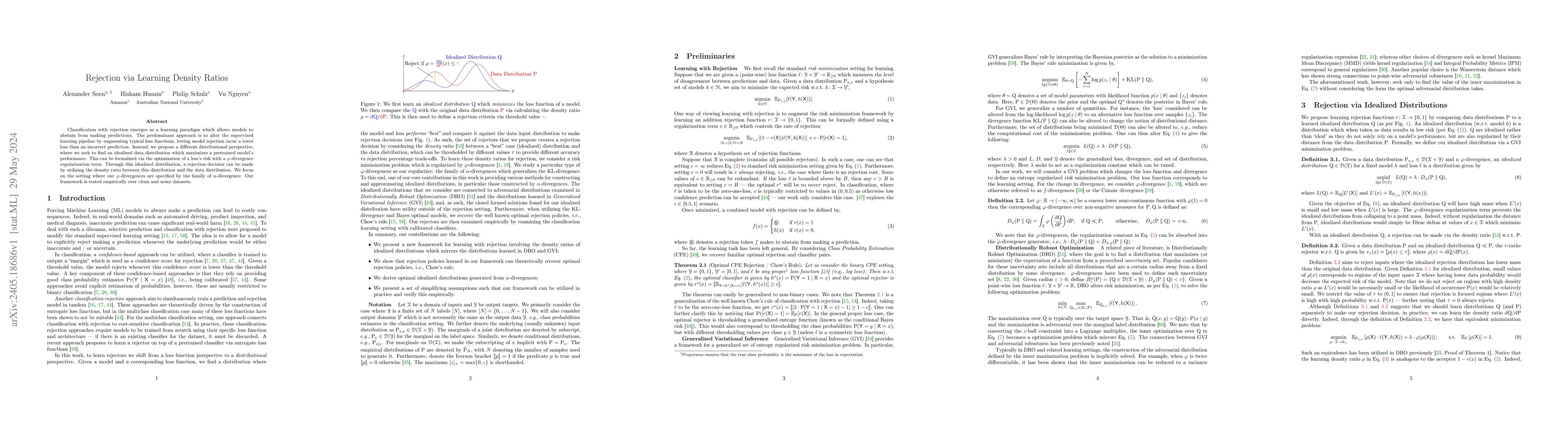 Thumbnail for Rejection via Learning Density Ratios