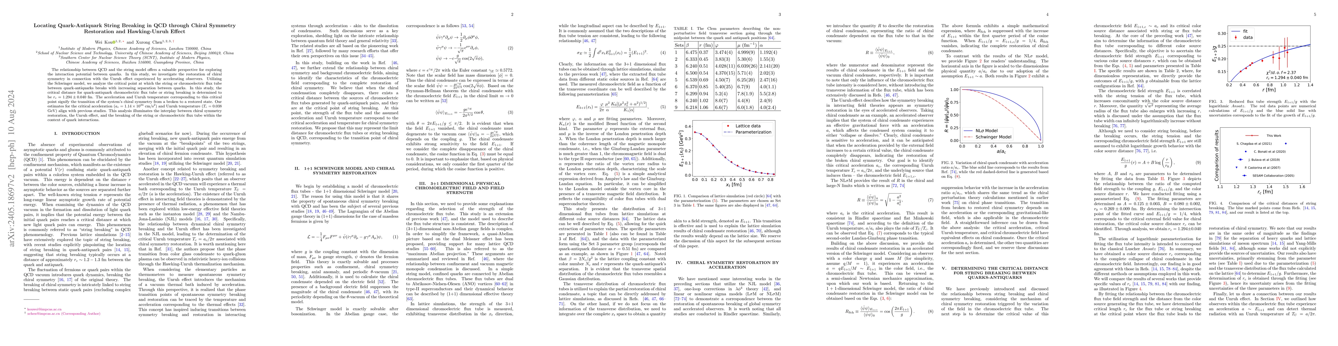 Thumbnail for Locating Quark-Antiquark String Breaking in QCD through Chiral Symmetry
  Restoration and Hawking-Unruh Effect