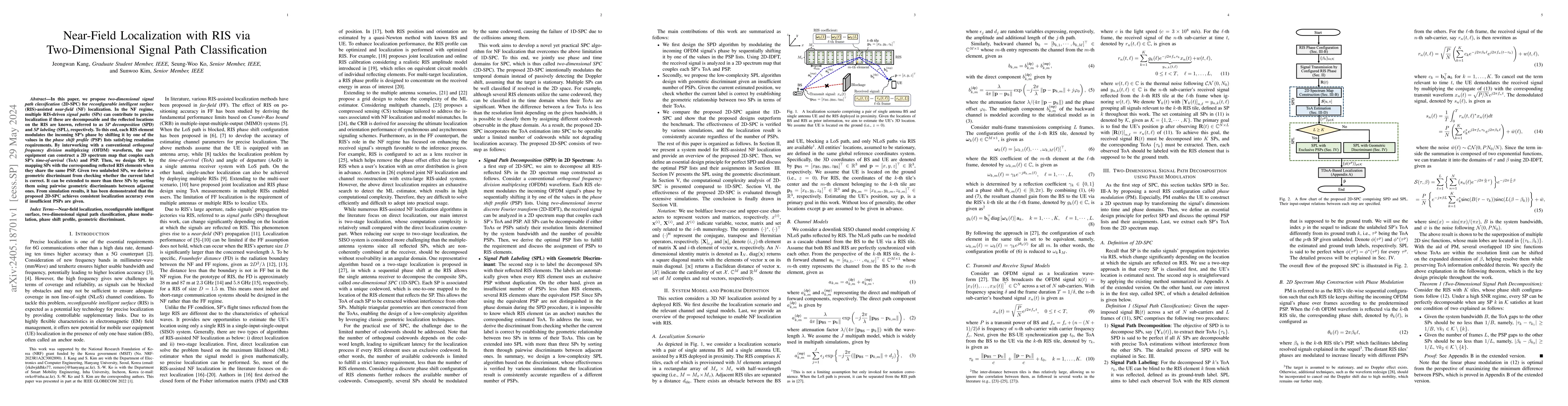 Thumbnail for Near-Field Localization with RIS via Two-Dimensional Signal Path
  Classification
