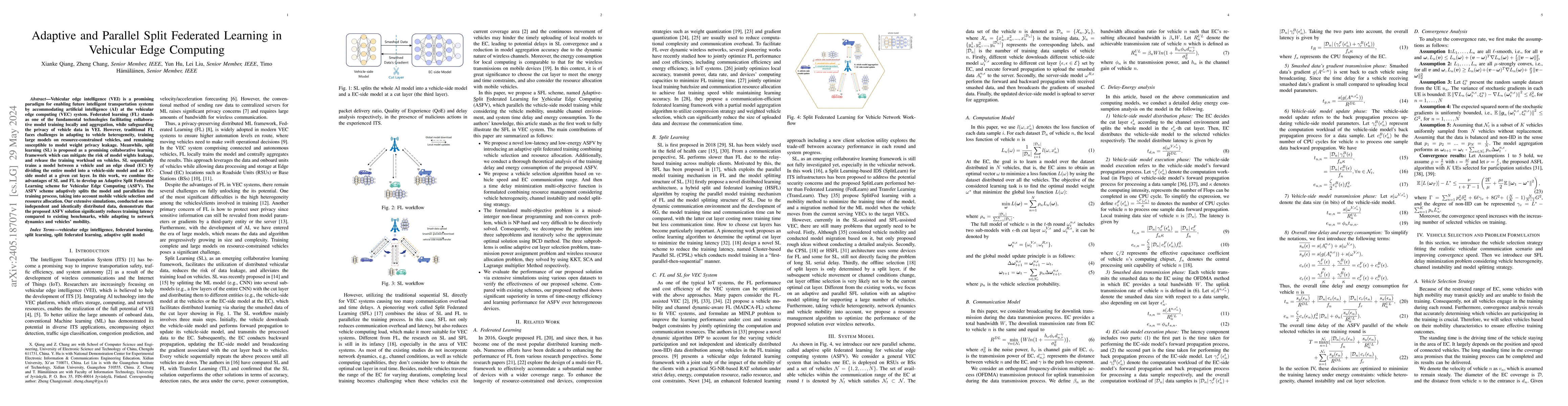 Thumbnail for Adaptive and Parallel Split Federated Learning in Vehicular Edge
  Computing