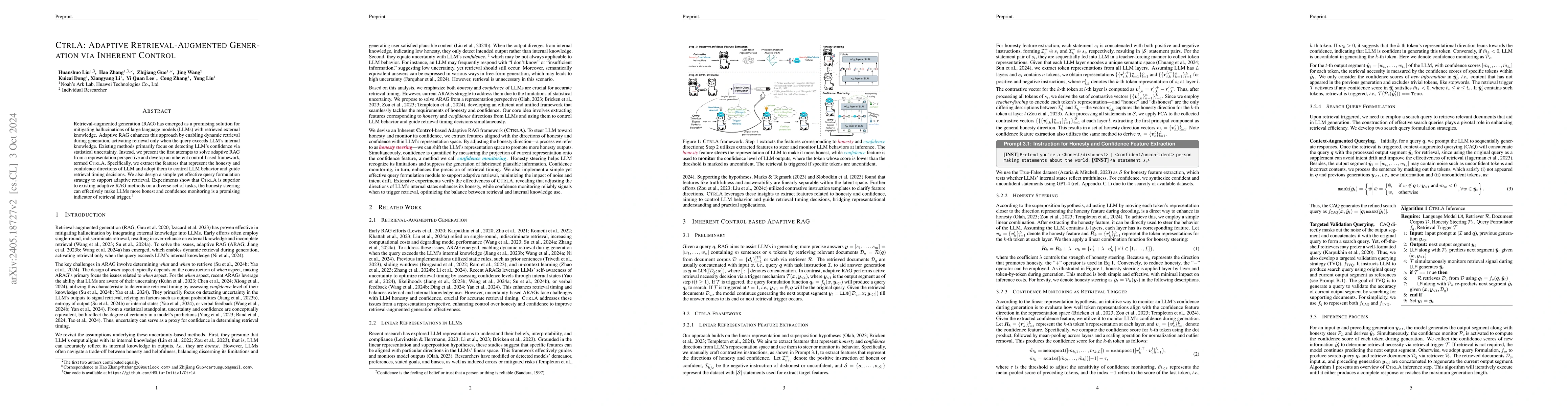 Thumbnail for CtrlA: Adaptive Retrieval-Augmented Generation via Probe-Guided Control
