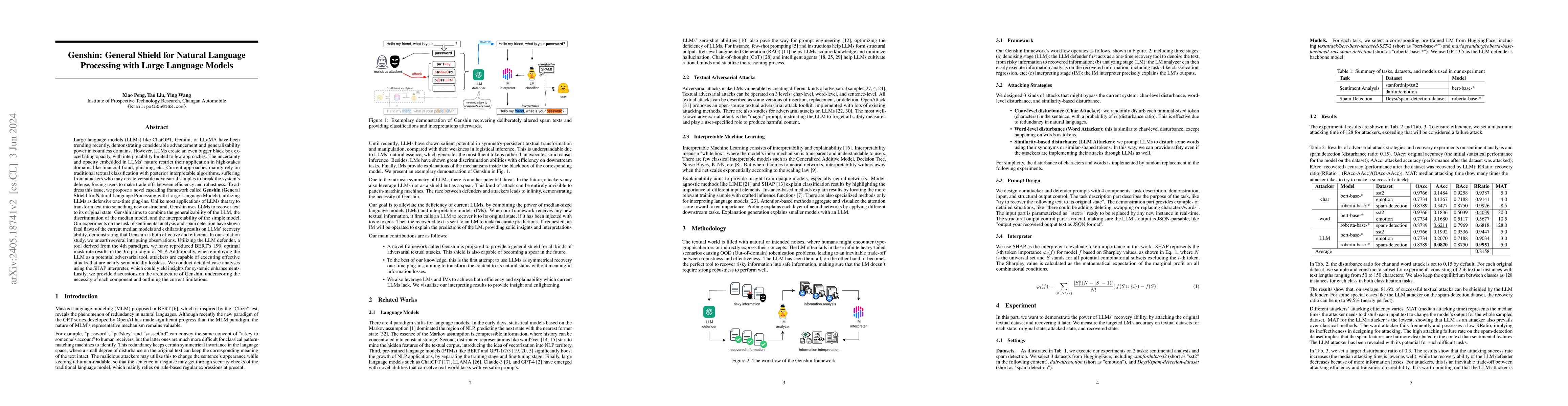 Thumbnail for Genshin: General Shield for Natural Language Processing with Large
  Language Models