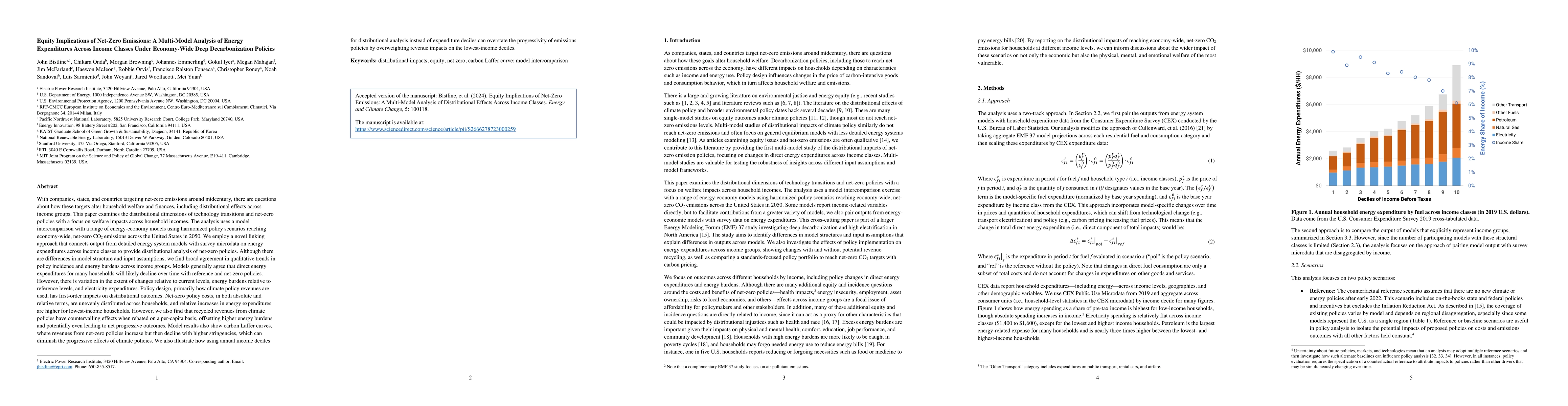 Thumbnail for Equity Implications of Net-Zero Emissions: A Multi-Model Analysis of
  Energy Expenditures Across Income Classes Under Economy-Wide Deep
  Decarbonization Policies