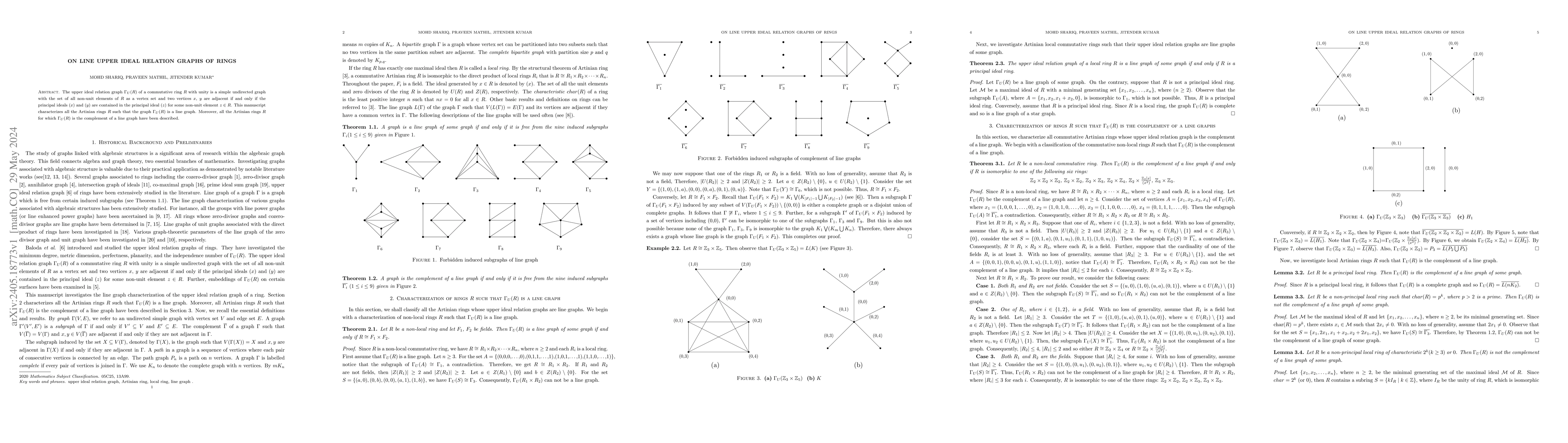 Thumbnail for On line upper ideal relation graphs of rings