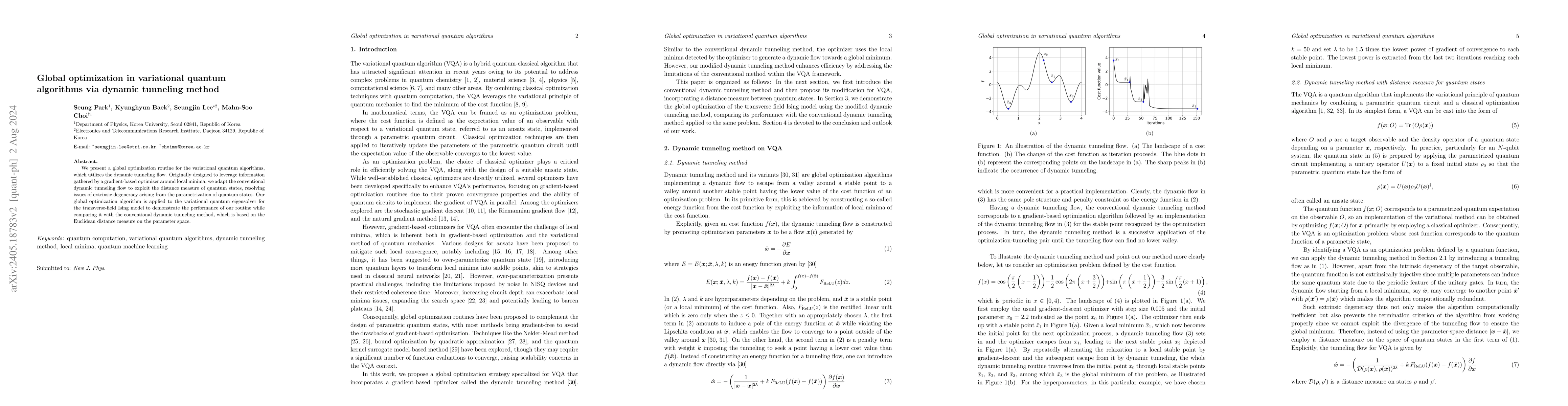 Thumbnail for Global optimization in variational quantum algorithms via dynamic
  tunneling method