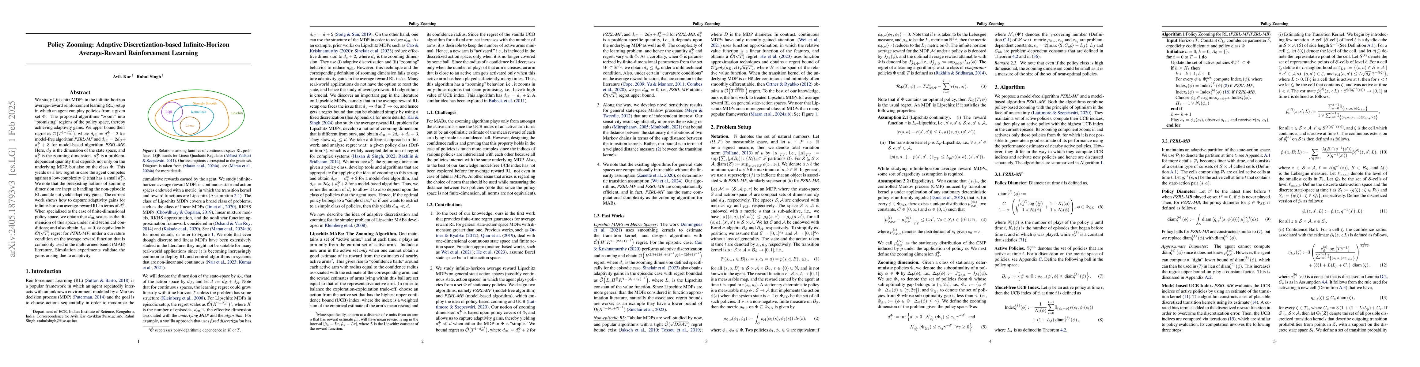Thumbnail for Adaptive Discretization-based Non-Episodic Reinforcement Learning in
  Metric Spaces