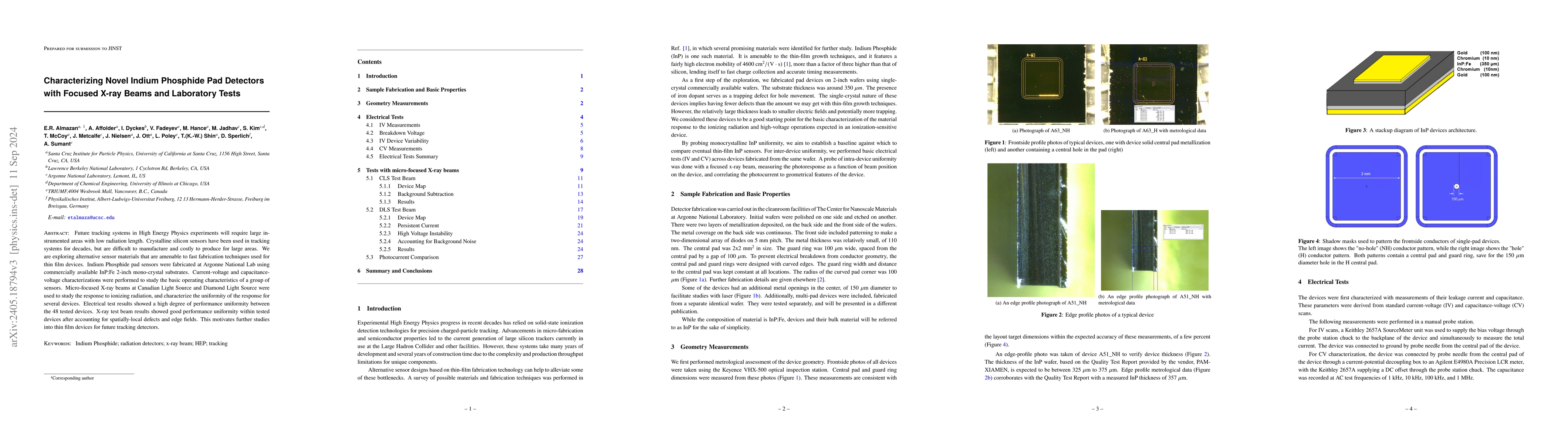 Thumbnail for Characterizing Novel Indium Phosphide Pad Detectors with Focused X-ray
  Beams and Laboratory Tests