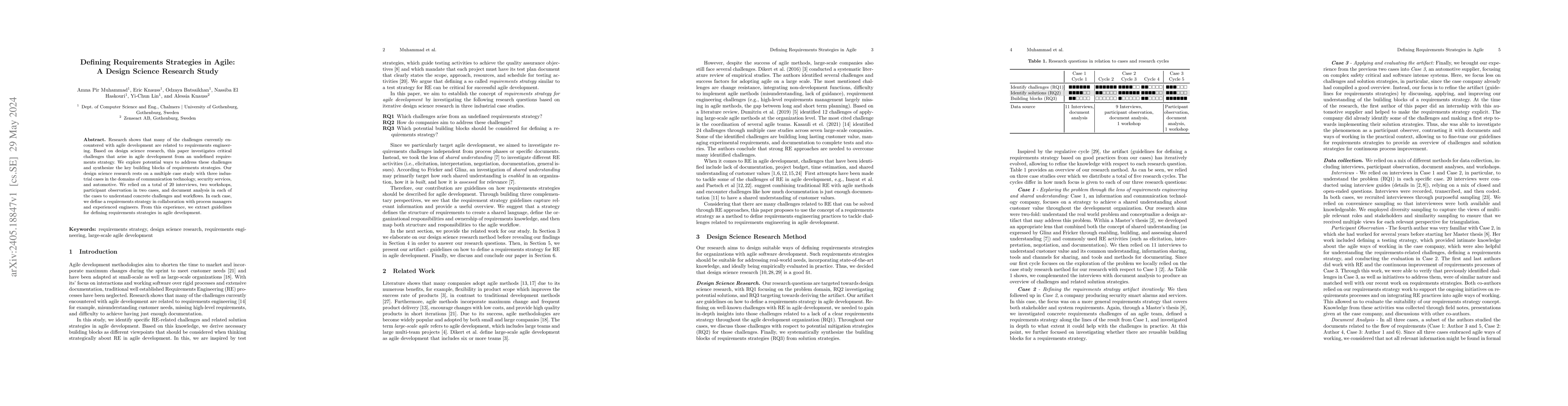 Thumbnail for Defining Requirements Strategies in Agile: A Design Science Research
  Study