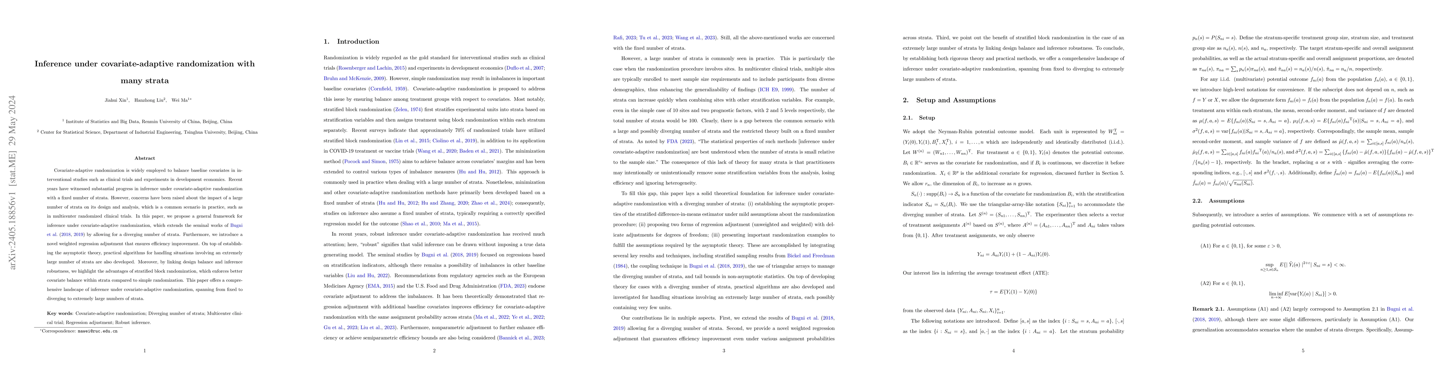 Thumbnail for Inference under covariate-adaptive randomization with many strata