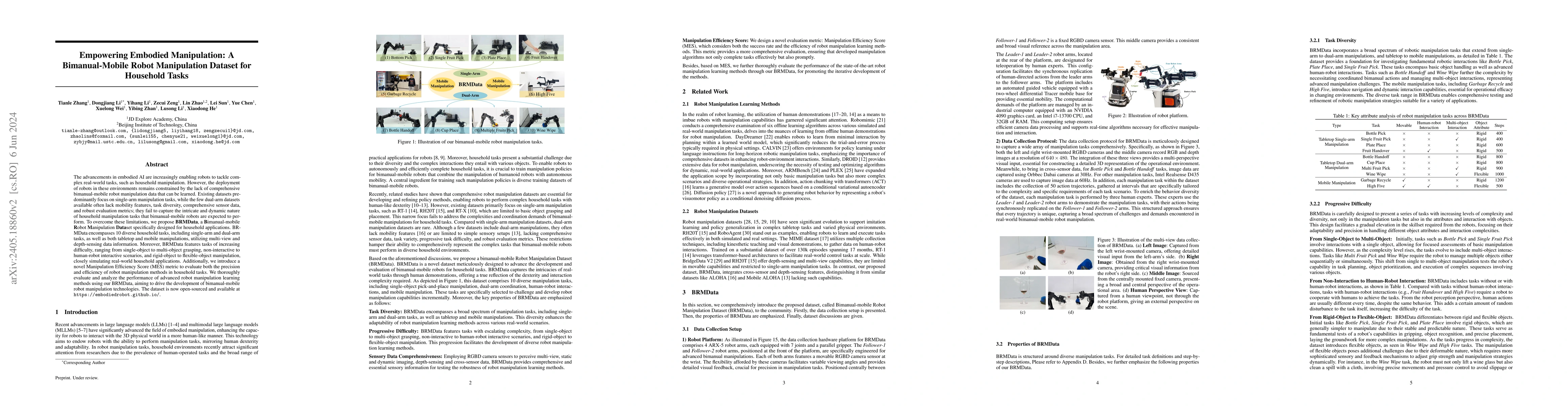 Thumbnail for Empowering Embodied Manipulation: A Bimanual-Mobile Robot Manipulation
  Dataset for Household Tasks