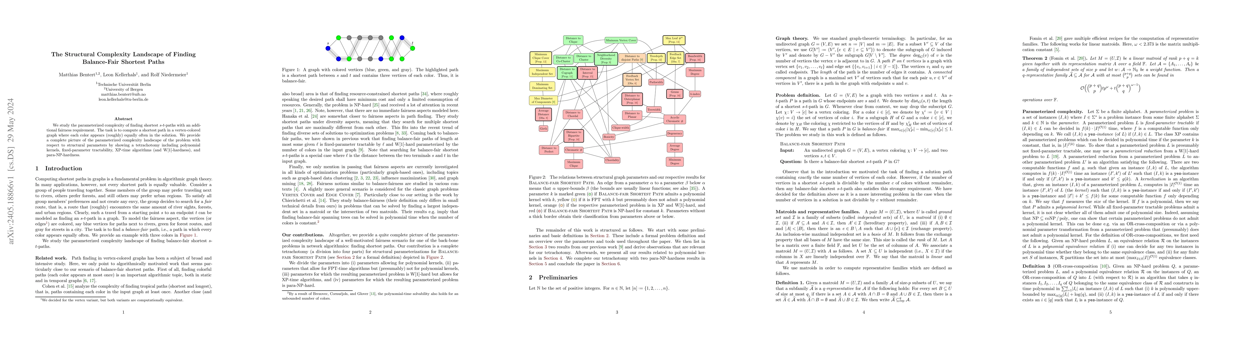 Thumbnail for The Structural Complexity Landscape of Finding Balance-Fair Shortest
  Paths