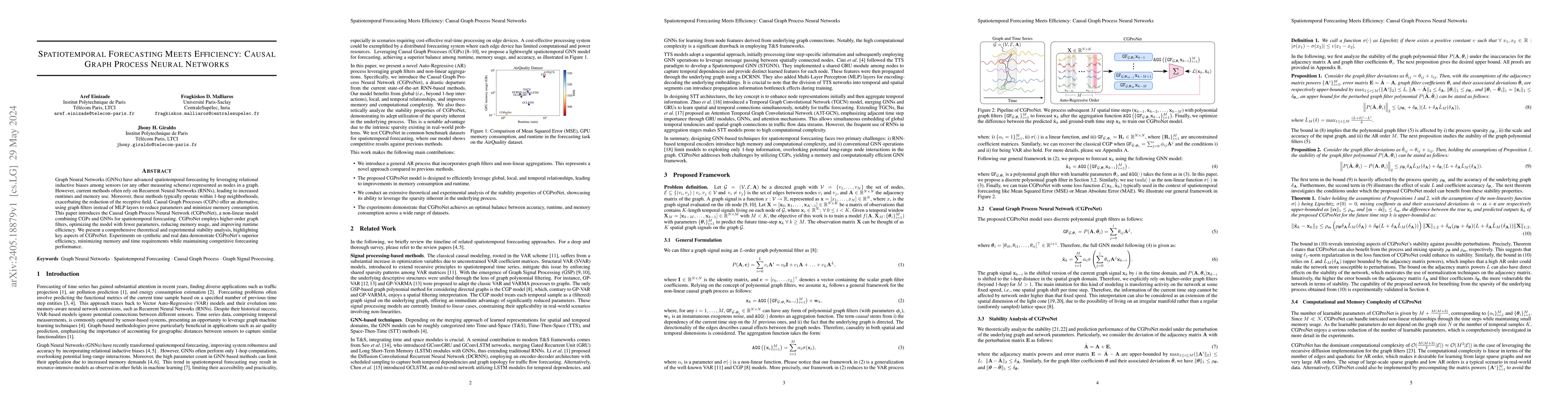 Thumbnail for Spatiotemporal Forecasting Meets Efficiency: Causal Graph Process Neural
  Networks