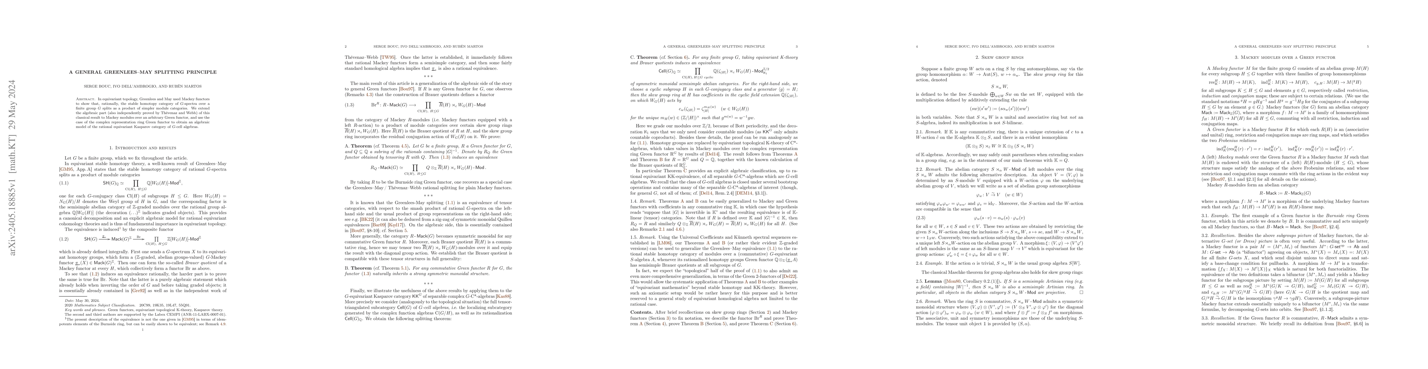 Thumbnail for A general Greenlees-May splitting principle
