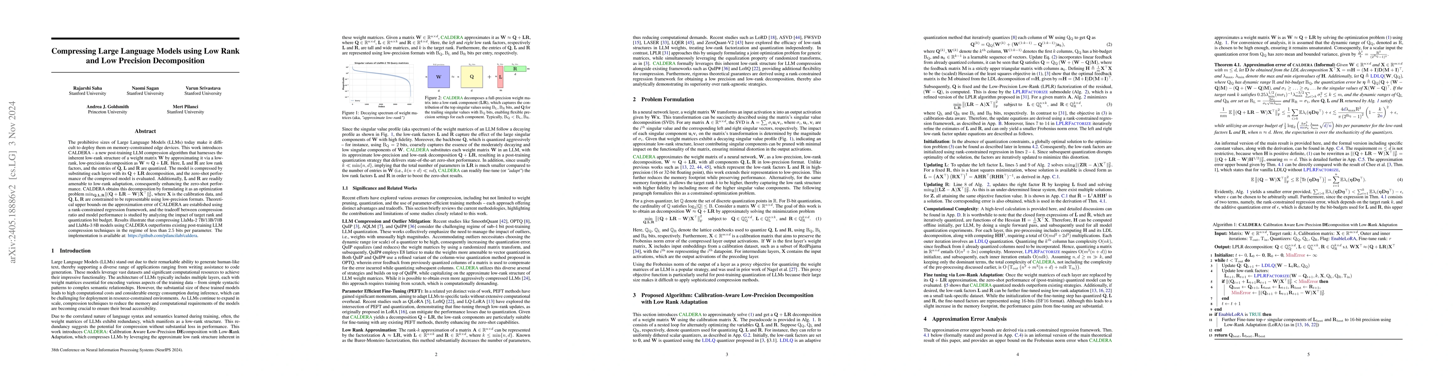 Thumbnail for Compressing Large Language Models using Low Rank and Low Precision
  Decomposition