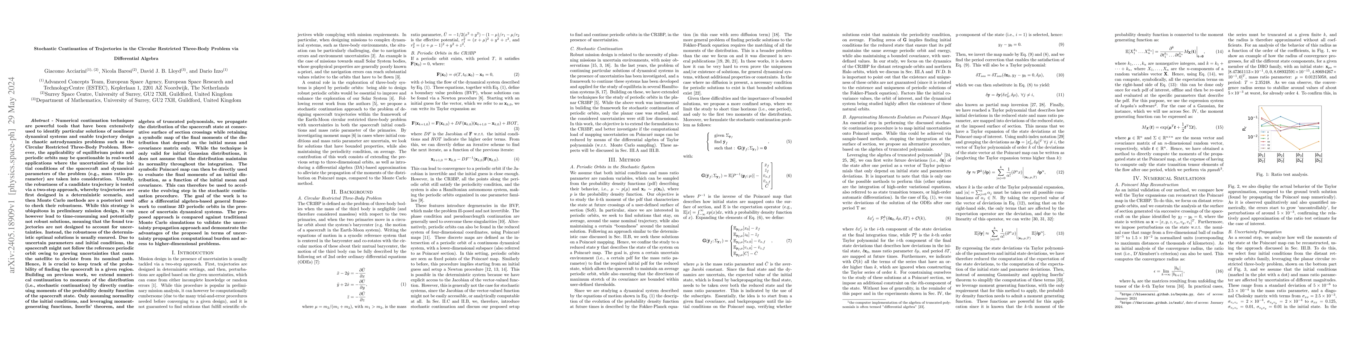Thumbnail for Stochastic Continuation of Trajectories in the Circular Restricted
  Three-Body Problem via Differential Algebra