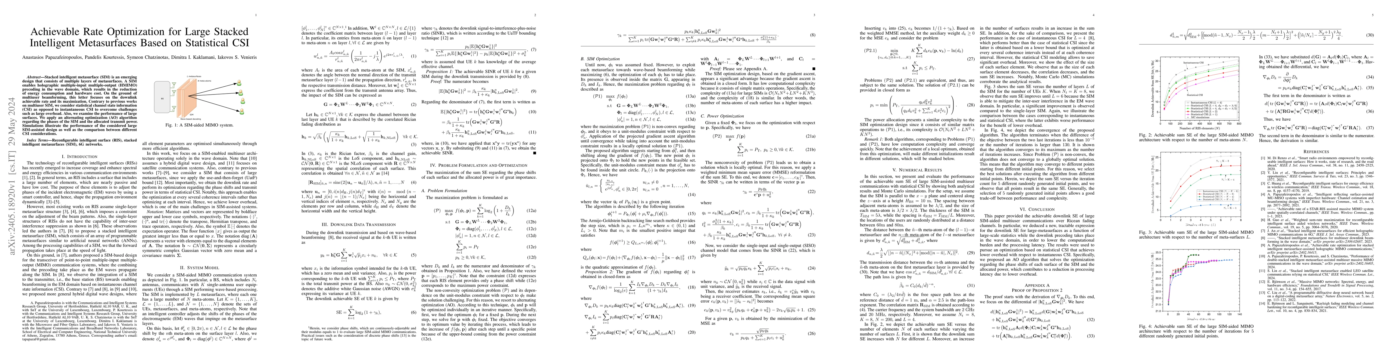 Thumbnail for Achievable Rate Optimization for Large Stacked Intelligent Metasurfaces
  Based on Statistical CSI