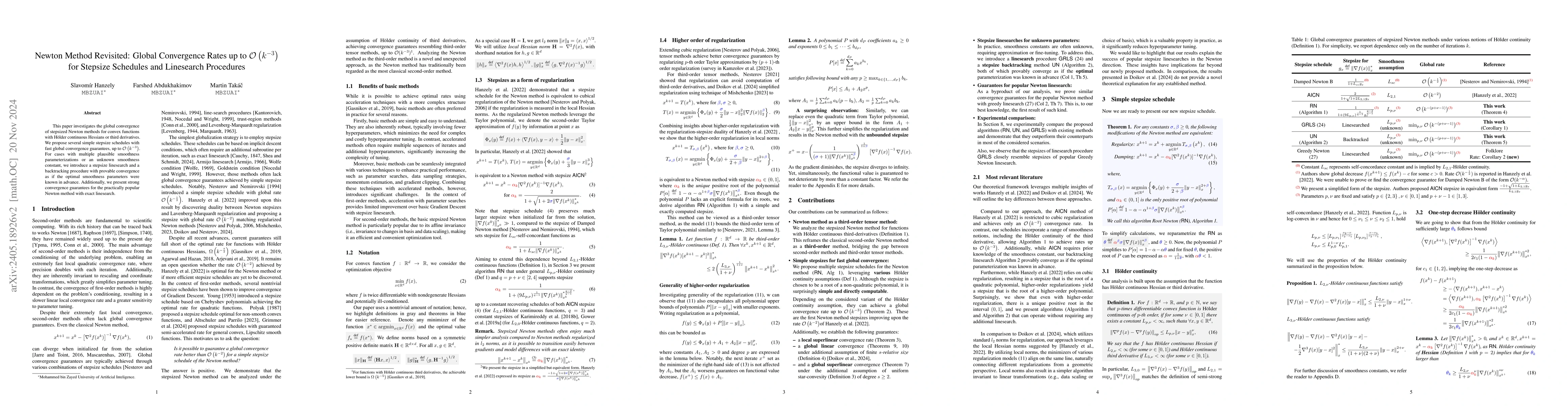 Thumbnail for Damped Newton Method with Near-Optimal Global $\mathcal {O}\left(k^{-3}
  \right)$ Convergence Rate