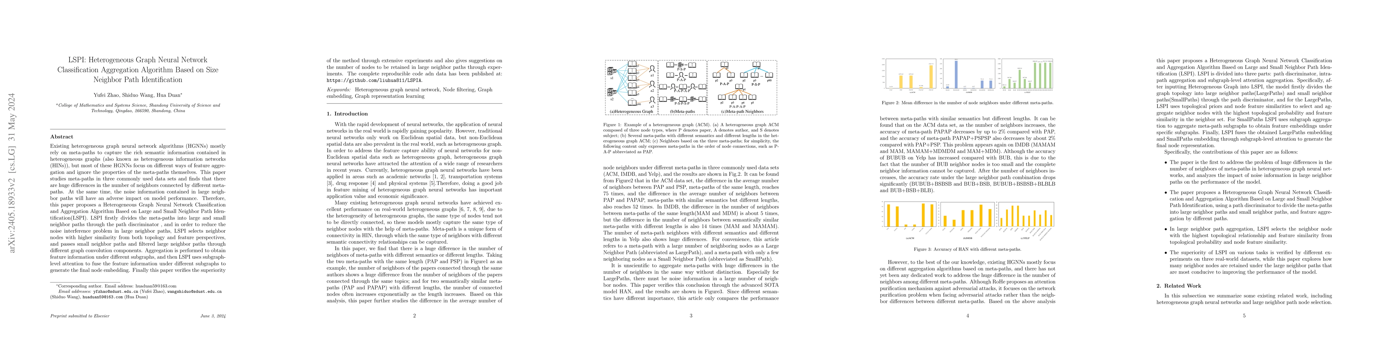 Thumbnail for LSPI: Heterogeneous Graph Neural Network Classification Aggregation
  Algorithm Based on Size Neighbor Path Identification