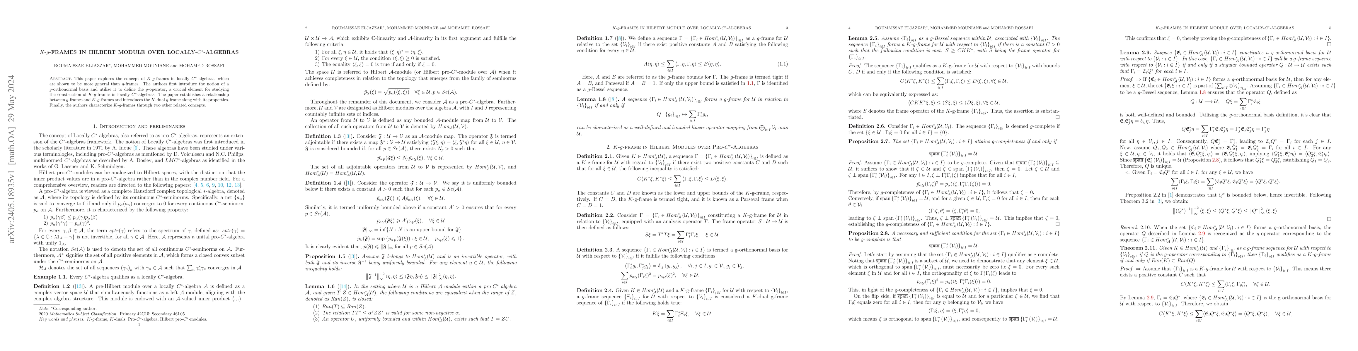 Thumbnail for $K$-$g$-frames in Hilbert module over locally-$C^*$-algebras