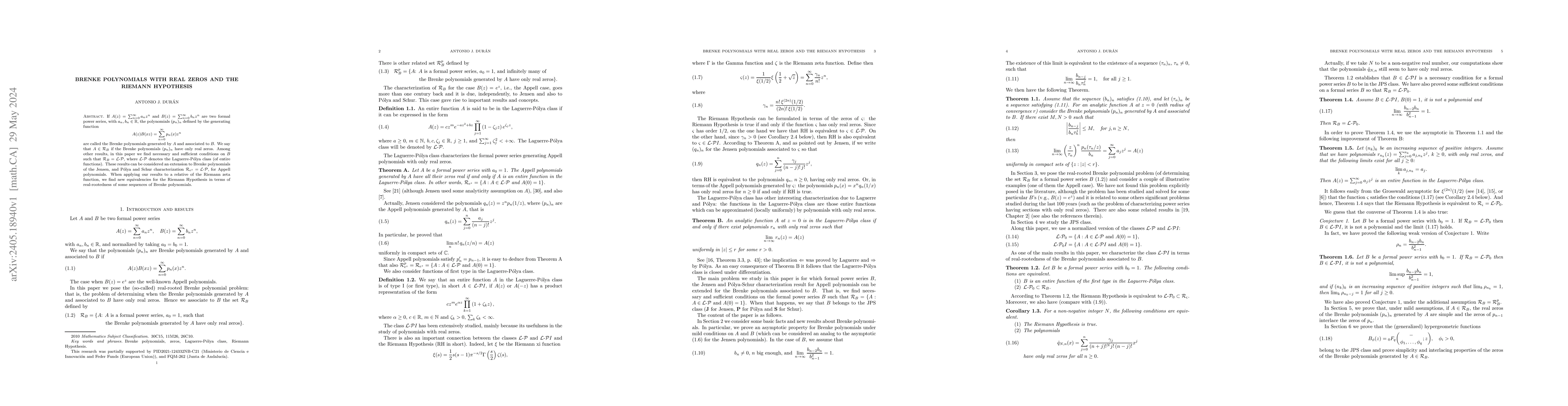 Thumbnail for Brenke polynomials with real zeros and the Riemann Hypothesis